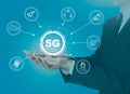 5g network, high-speed mobile Internet. Science, education, business and health concept