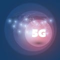 5G Network Label with Glowing Nodes