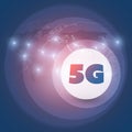 5G Network Label with Glowing Nodes Royalty Free Stock Photo