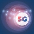 5G Network Label with Glowing Nodes