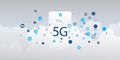 5G Network Label with Icons Representing Various Kind of Devices and Services - High Speed, Broadband Mobile Telecommunication Royalty Free Stock Photo