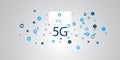 5G Network Label with Icons Representing Various Kind of Devices and Services - High Speed, Broadband Mobile Telecommunication Royalty Free Stock Photo