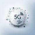 5G Network Label with Icons Representing Various Kind of Devices and Services - High Speed, Broadband Mobile Telecommunication Royalty Free Stock Photo