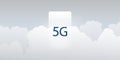 5G Network Label with Mobile Phone and Clouds - High Speed, Broadband Mobile Telecommunication and Wireless Systems Design