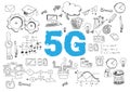 5G network or mobile speed as broadband concept with icons. - Vector