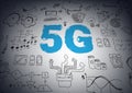 5G network or mobile speed as broadband concept with icons. - Vector