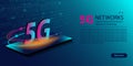 5G network new wireless internet wifi connection. Innovative generation of the global high speed Internet broadband. Big data Royalty Free Stock Photo