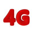 4G Network Sign as Red Fur. 3d Rendering