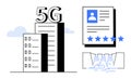 5G Network Tower, Customer Rating Profile, and Data Flow Concept in Digital Technology Royalty Free Stock Photo