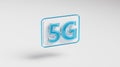 5G Network Symbol Glass Icon 3D Render Royalty Free Stock Photo