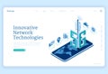 5g network technologies isometric landing page Royalty Free Stock Photo