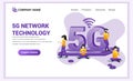 5G network technology concept. Internet systems telecommunication service. Characters using High speed wireless connection 5G. Royalty Free Stock Photo