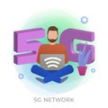 5G Network Technology flat vector icon. New Global High Speed Internet Wireless Systems Concept Royalty Free Stock Photo