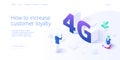 4g network technology in isometric vector illustration. Wireless mobile telecommunication service concept. Marketing website