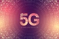 5G new wireless internet wifi connection background. Global network high speed network. 5G LTE aerial network connection