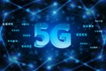 5G new wireless internet wifi connection.  Global network high speed innovation connection technology background. Royalty Free Stock Photo