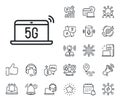 5g notebook line icon. Wireless technology sign. Place location, technology and smart speaker. Vector Royalty Free Stock Photo