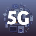 5G online communication digital appliances network wireless technology systems connection concept fifth innovative Royalty Free Stock Photo