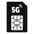 5g phone card icon, simple style