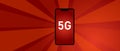 5g phone technology revolution connect worldwide. Smart and 5th generation network concept. Fast internet. Royalty Free Stock Photo