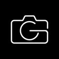 G Photography Logo . Letter G Logo Icon with camera Concept. Creative Minimal Alphabet Emblem Design Template. Royalty Free Stock Photo