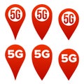 5G Pointer Sign Set Vector. Red Icon. Internet Wi-Fi Connection Standard. Speed Sign. Wireless Internet Network Future Royalty Free Stock Photo