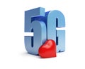 5g red heart sign on a white background 3D illustration, 3D rendering Royalty Free Stock Photo