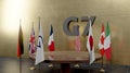 G7 round table, G7 countries , the Flag of the G7 countries, the Group of Seven. 3d illustration and 3d work