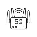 5g router icon line design. 5g, router, icon, mobile, wireless, internet, technology vector illustration. 5g router