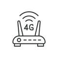 4g router icon line design. 4g, router, icon, mobile, wireless, internet, technology vector illustration. 4g router