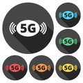 5G sign, 5g mode technology icon