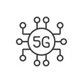 5G sign icon line design. 5g, symbol, sign, icon, mobile, technology, internet vector illustrations. 5G sign editable