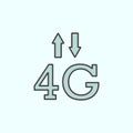 4g, signal, arrows color vector icon, vector illustration