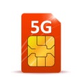 5G sim card. Isolated on white Royalty Free Stock Photo
