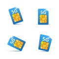 5G sim card. Isolated on white Royalty Free Stock Photo