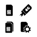 4G Sim Card. Simple Related Vector Icons Royalty Free Stock Photo