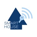 5g. Smart House. Closed. Actuation, control. Vector web symbol, logo, icon for use in infographics.