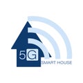 5g. Smart House logo. Vector web icon for use in infographics. Smart home concept icon. Emblem sign Wi-Fi.