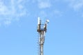 5G, 4G, 3G smart mobile telephone radio network GSM antenna with copy space on blue sky Royalty Free Stock Photo