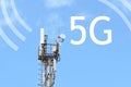 5G smart mobile telephone radio network GSM antenna with copy space. Concept Royalty Free Stock Photo