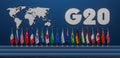 G20 summit, Concept of the G20 summit or meeting, list of countries G20 membership, Group of Twenty members, 3d illustration and