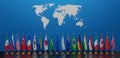 G20 summit, Concept of the G20 summit or meeting, list of countries G20 membership, Group of Twenty members, 3d illustration and