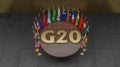 G20 summit, Concept of the G20 summit or meeting, list of countries G20 membership, Group of Twenty members, 3d illustration and