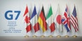 G7 summit or meeting concept. Row from flags of members of G7 gr Royalty Free Stock Photo