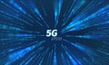 5g superspeed data channel. Wireless speed loop connect. Particle motion trails