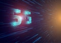 5G symbol with blue abstract futuristic background. Royalty Free Stock Photo