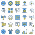 5G technology colored vector icons - 5th Generation network signs