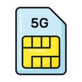 5G technology sim card vector design in modern style, easy to use icon Royalty Free Stock Photo