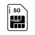 5G technology sim card vector design in modern style, easy to use icon Royalty Free Stock Photo