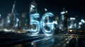 5g technology transmitting digital data connecting a futuristic city Royalty Free Stock Photo